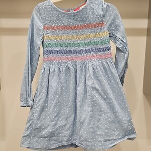 Mini Boden Blue Polka Dot Smocked Dress